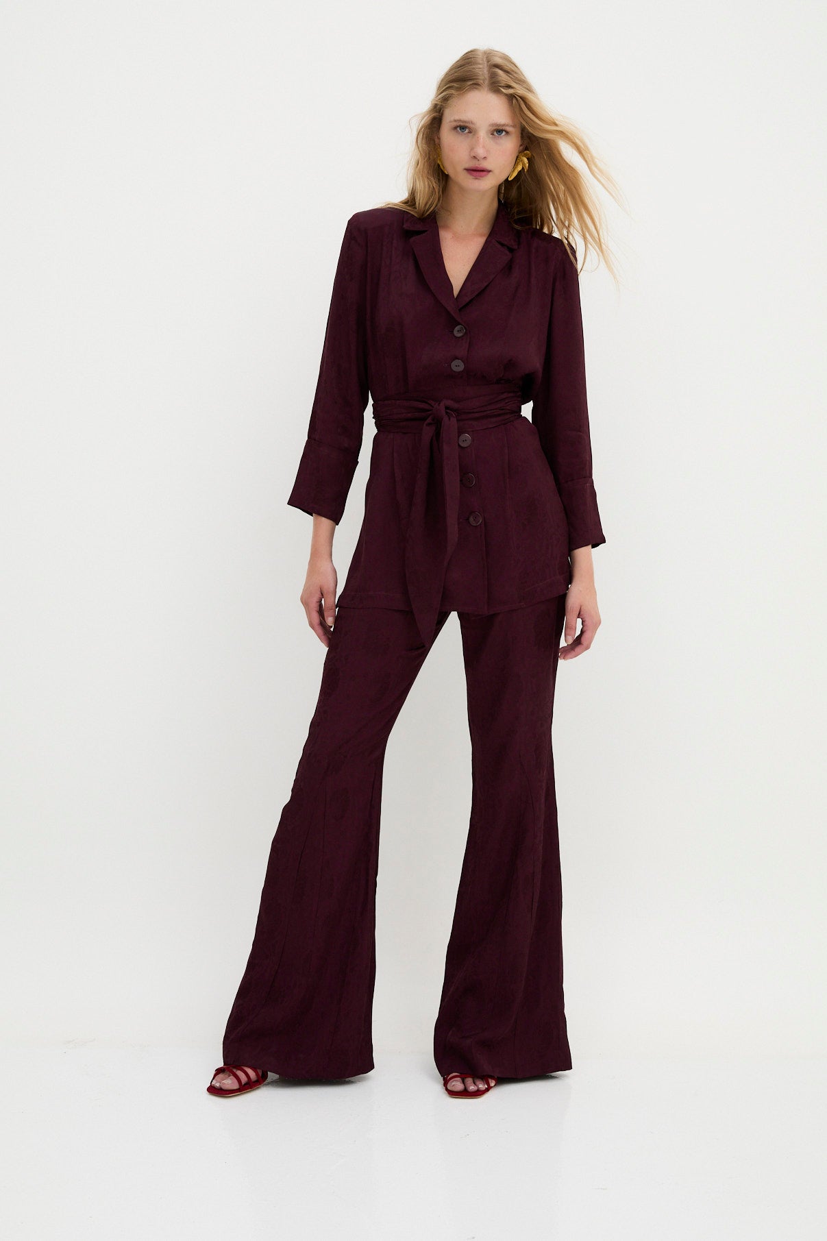 Pantalon Sirin Jacquard Rétro Bordeaux