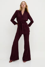 Pantalon Sirin Jacquard Rétro Bordeaux