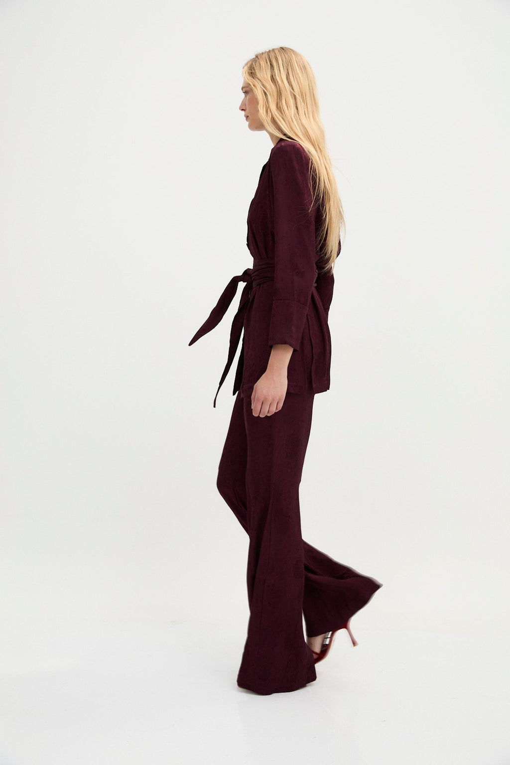 Pantalon Sirin Jacquard Rétro Bordeaux