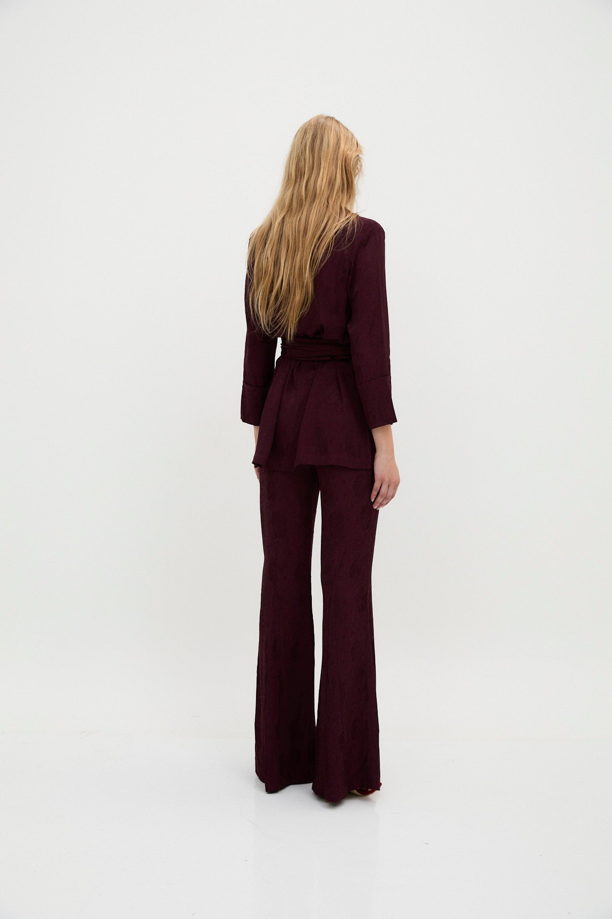 Pantalon Sirin Jacquard Rétro Bordeaux
