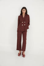 Pantalon Sixties Crop Jacquard Rustique Marron
