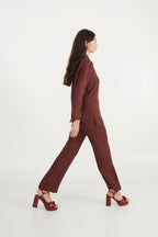Pantalon Sixties Crop Jacquard Rustique Marron