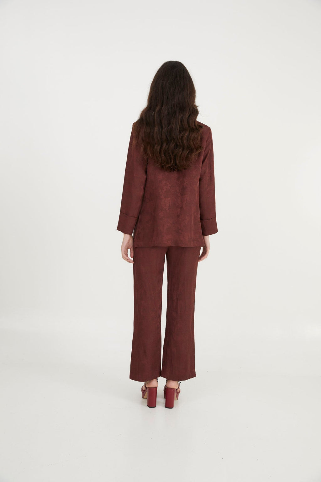 Pantalon Sixties Crop Jacquard Rustique Marron
