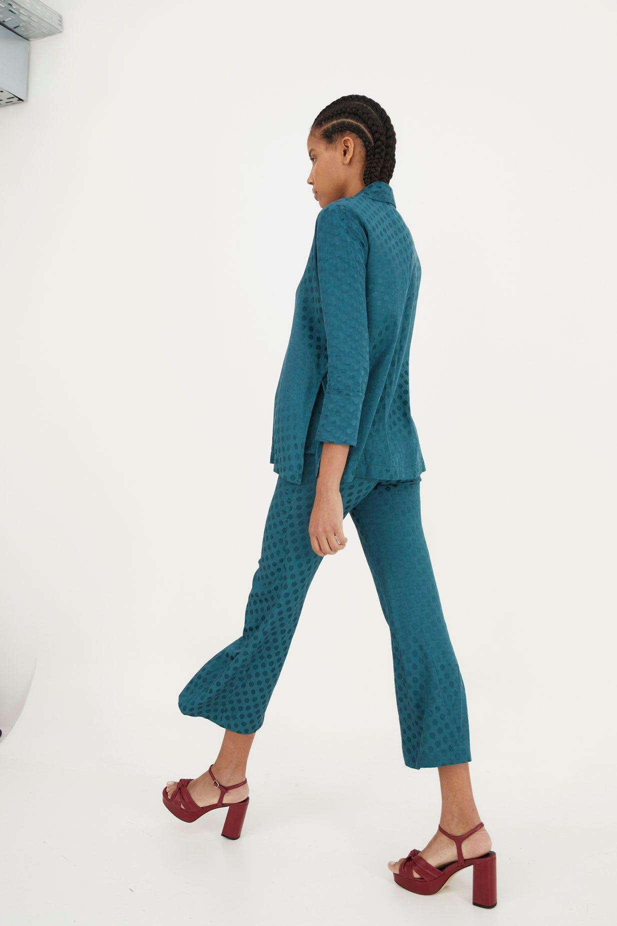 Pantalon Sixties Crop Jacquard Pois Canard