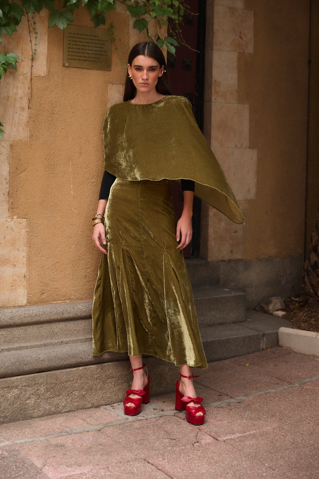 Jupe Japonais Velours Olive