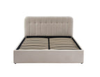 Lit Coffre Andre - Velour Beige Sable - Sommier Inclus
