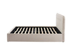 Lit Coffre Andre - Velour Beige Sable - Sommier Inclus