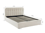 Lit Coffre Andre - Tissu Bouclettes Écru - Sommier Inclus