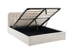 Lit Coffre Andre - Tissu Bouclettes Écru - Sommier Inclus