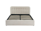 Lit Coffre Andre - Tissu Bouclettes Écru - Sommier Inclus