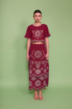Jupe Bombay Broderie Cerise