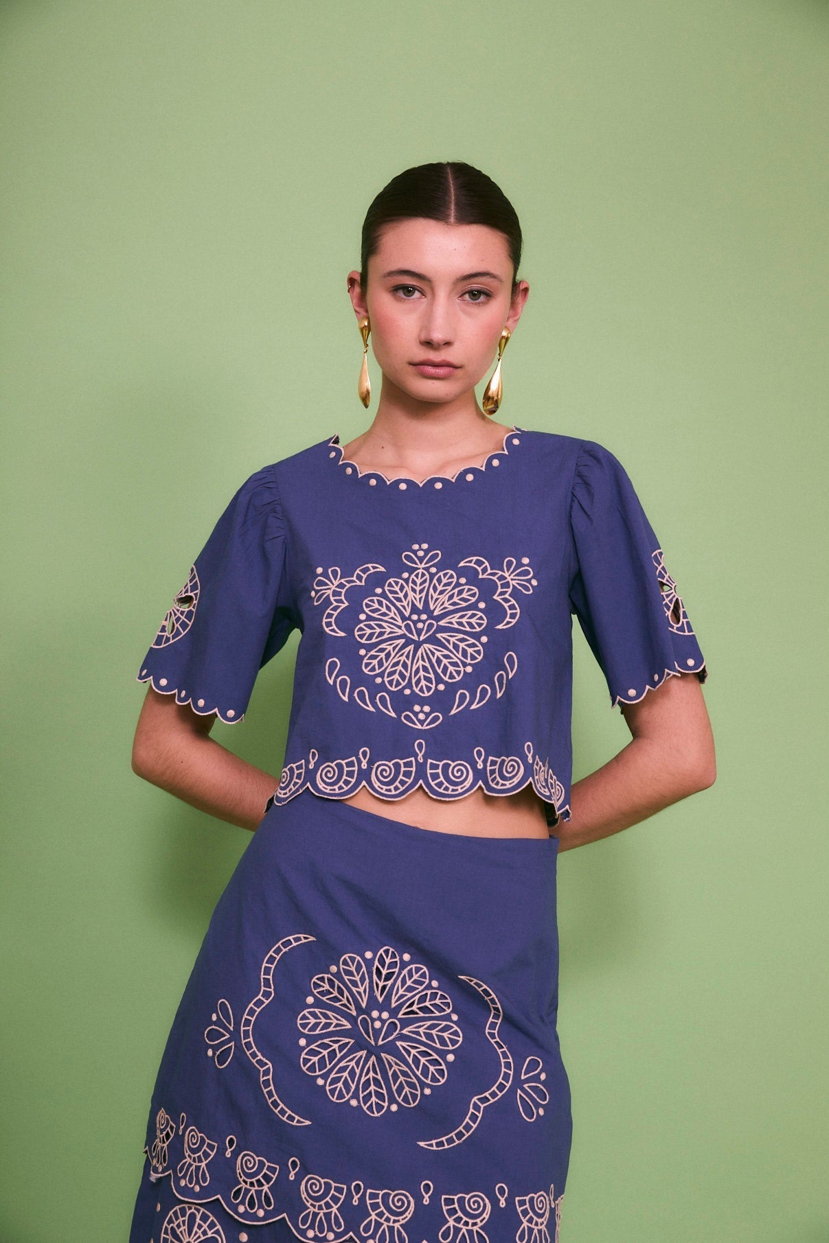 Top Bombay Broderie Bleu