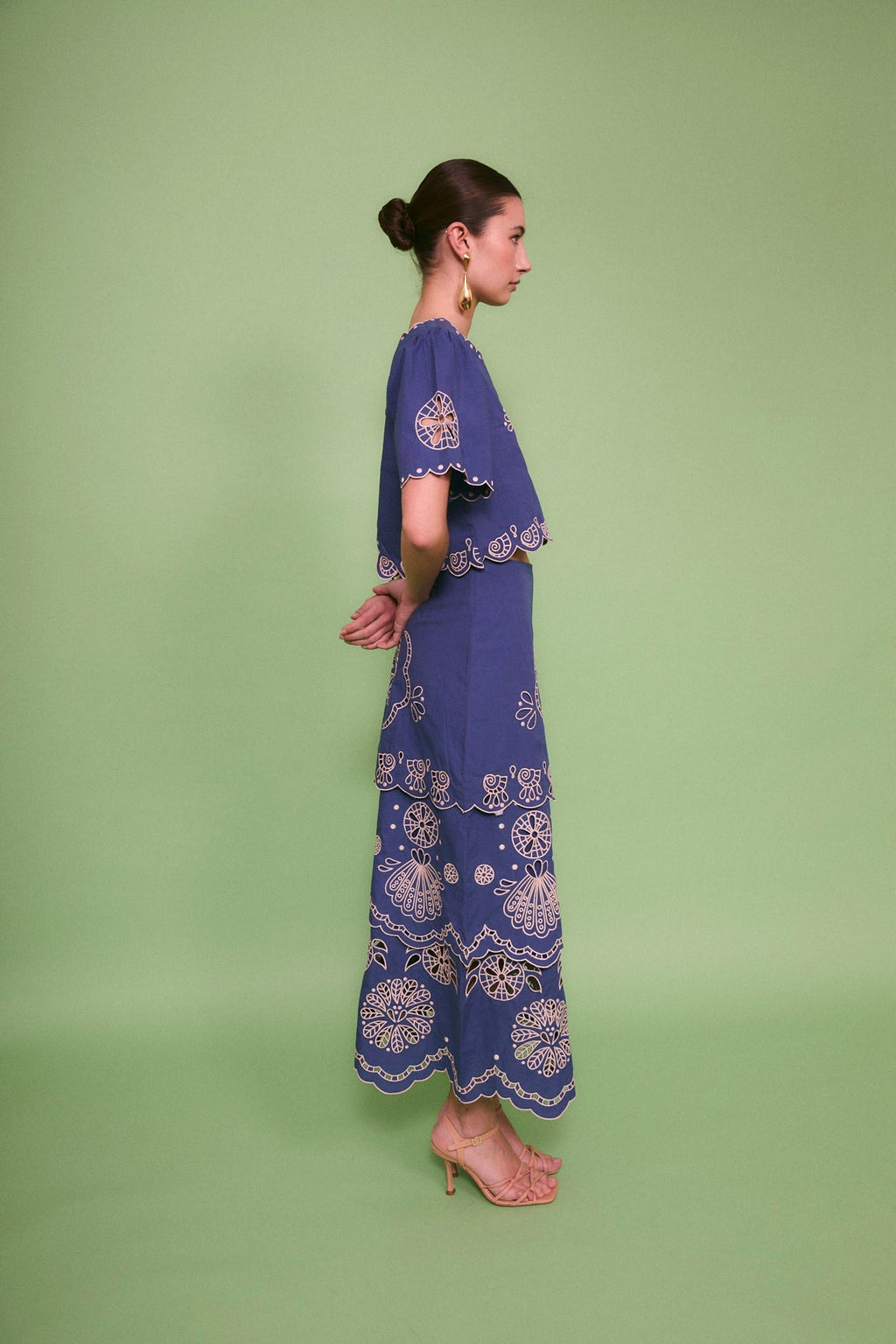 Jupe Bombay Broderie Bleu