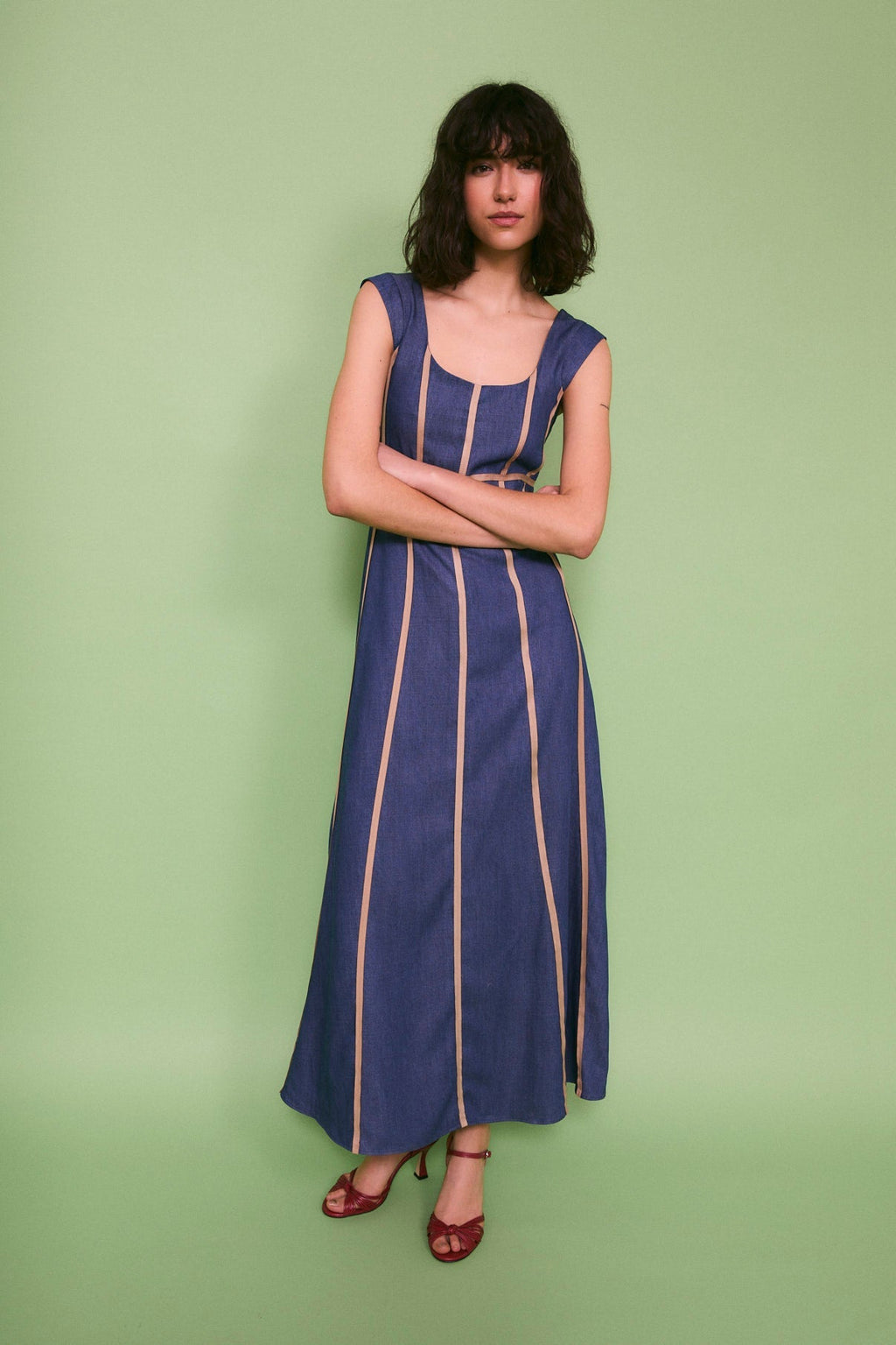Robe Rubans Tencel Bleu