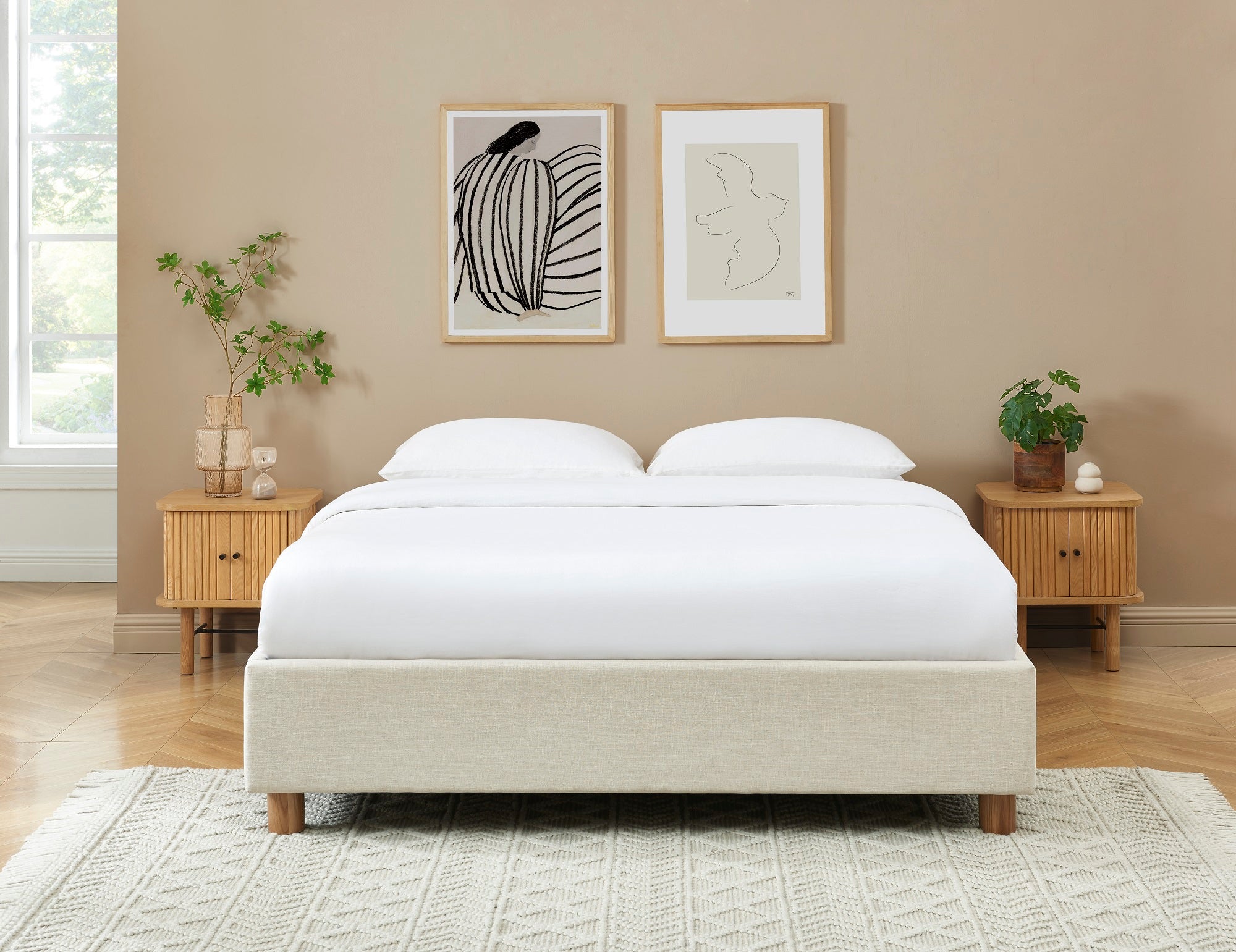 Korall - Lit - Tissu - Beige Lin