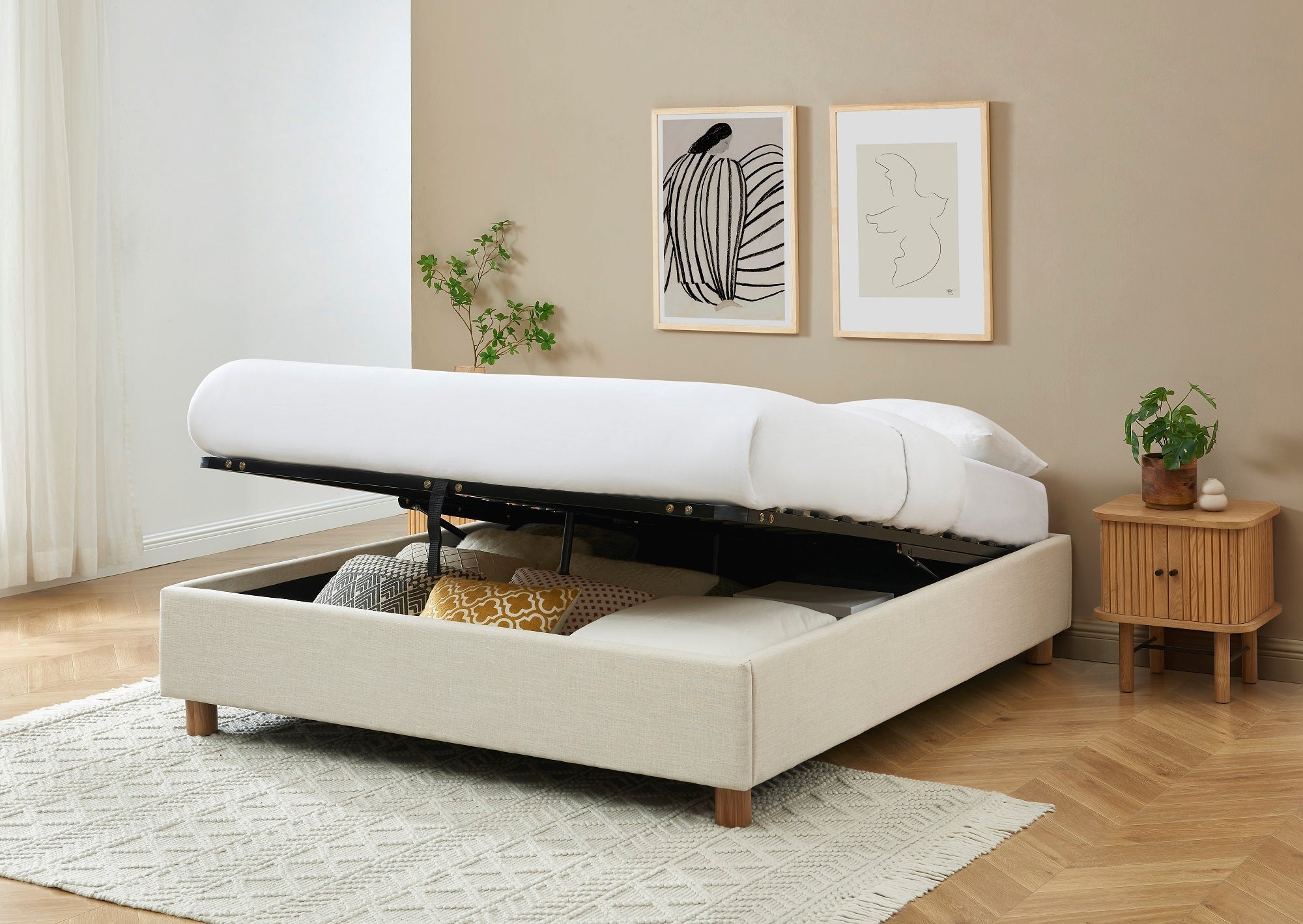 Korall - Lit - Tissu - Beige Lin