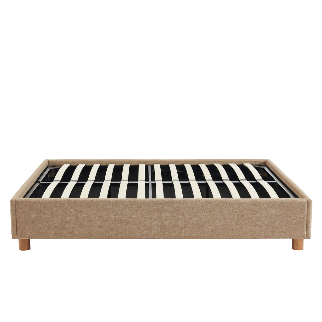 Lit Coffre Korall - Tissu Tweed Taupe - Sommier Inclus