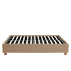 Lit Coffre Korall - Tissu Tweed Taupe - Sommier Inclus