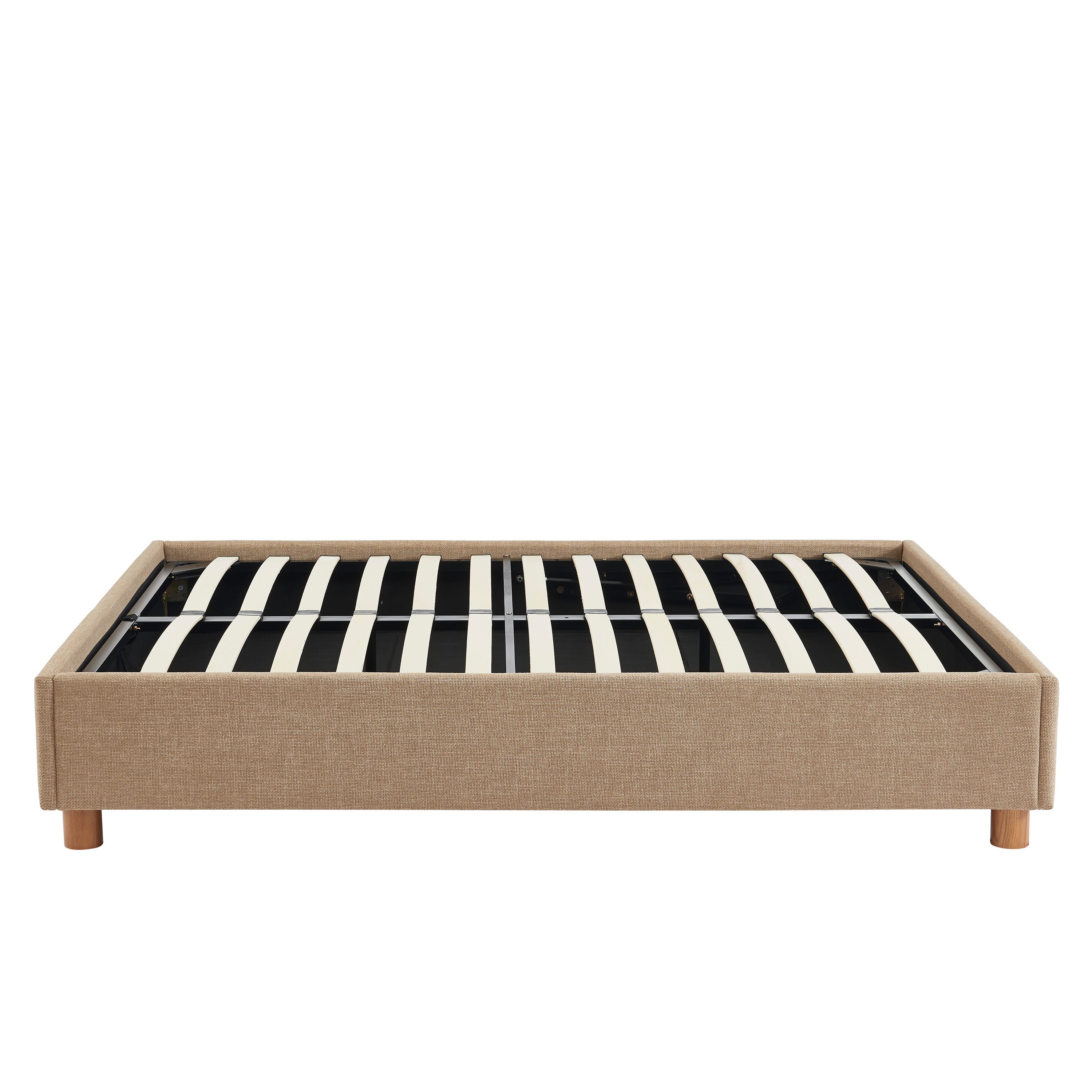 Lit Coffre Korall - Tissu Tweed Taupe - Sommier Inclus