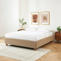 Lit Coffre Korall - Tissu Tweed Taupe - Sommier Inclus