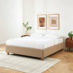 Lit Coffre Korall - Tissu Tweed Taupe - Sommier Inclus