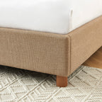 Lit Coffre Korall - Tissu Tweed Taupe - Sommier Inclus