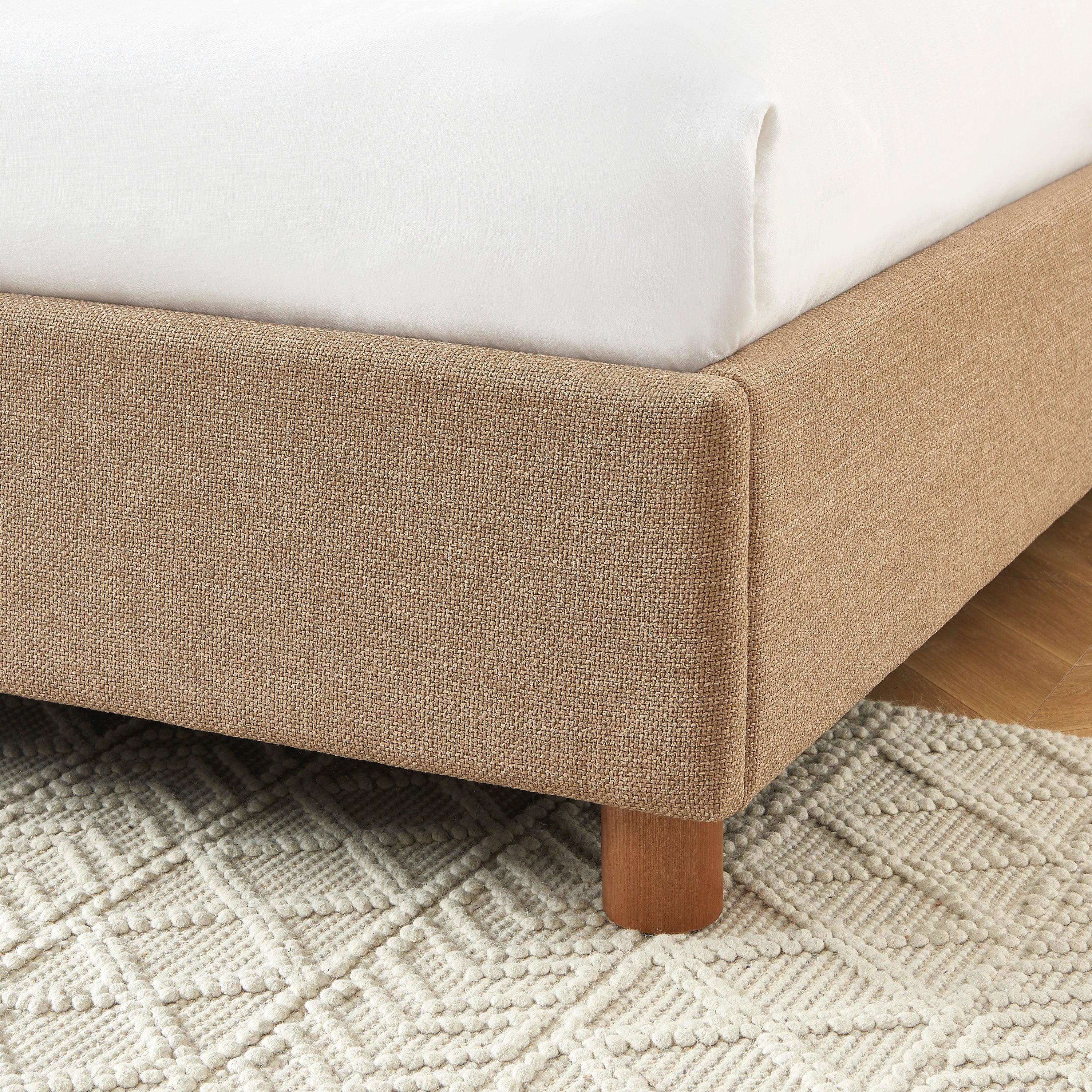 Lit Coffre Korall - Tissu Tweed Taupe - Sommier Inclus