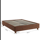 Lit Coffre Korall - Velours Côtelé Rétro Marron - Sommier Inclus