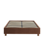 Lit Coffre Korall - Velours Côtelé Rétro Marron - Sommier Inclus