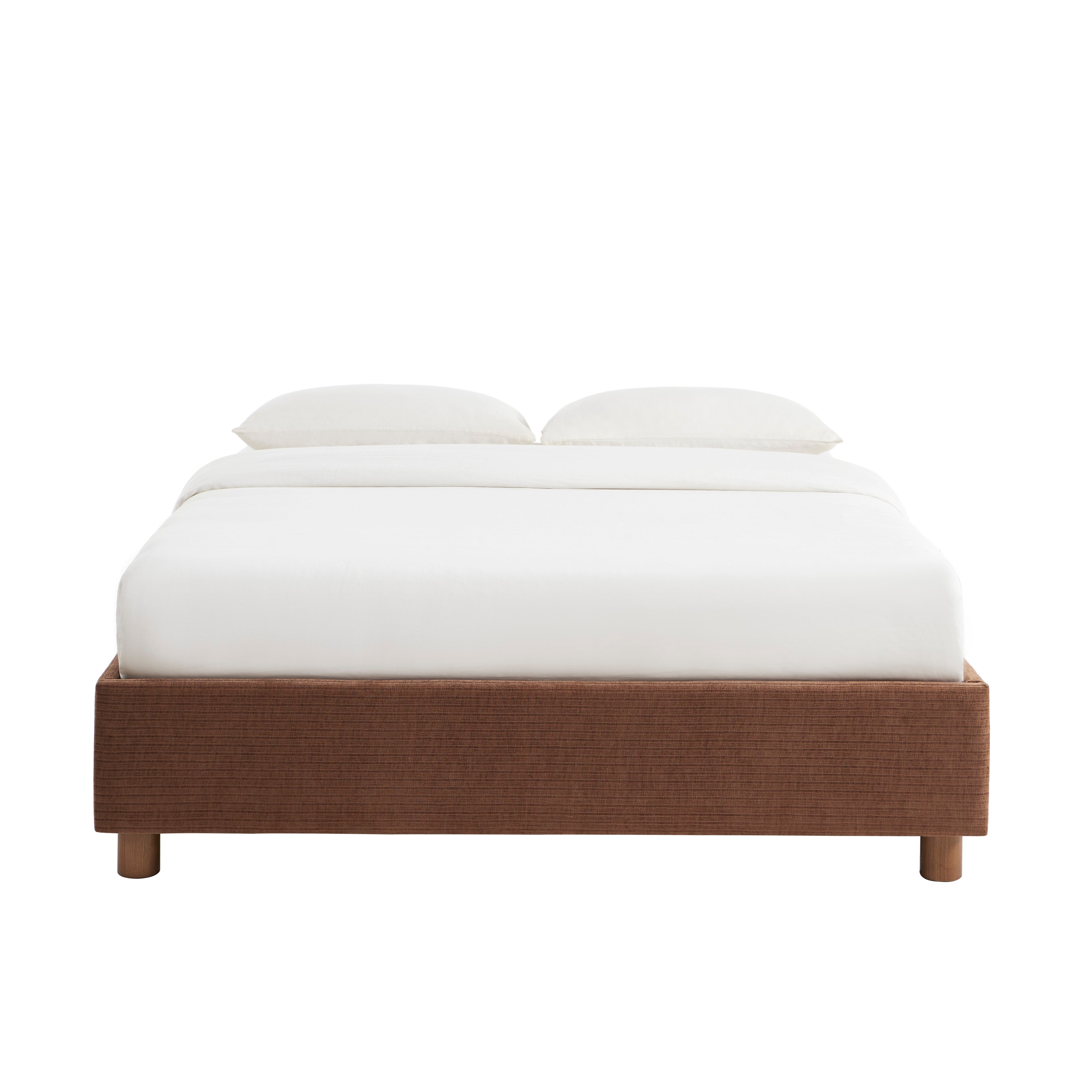 Lit Coffre Korall - Velours Côtelé Rétro Marron - Sommier Inclus