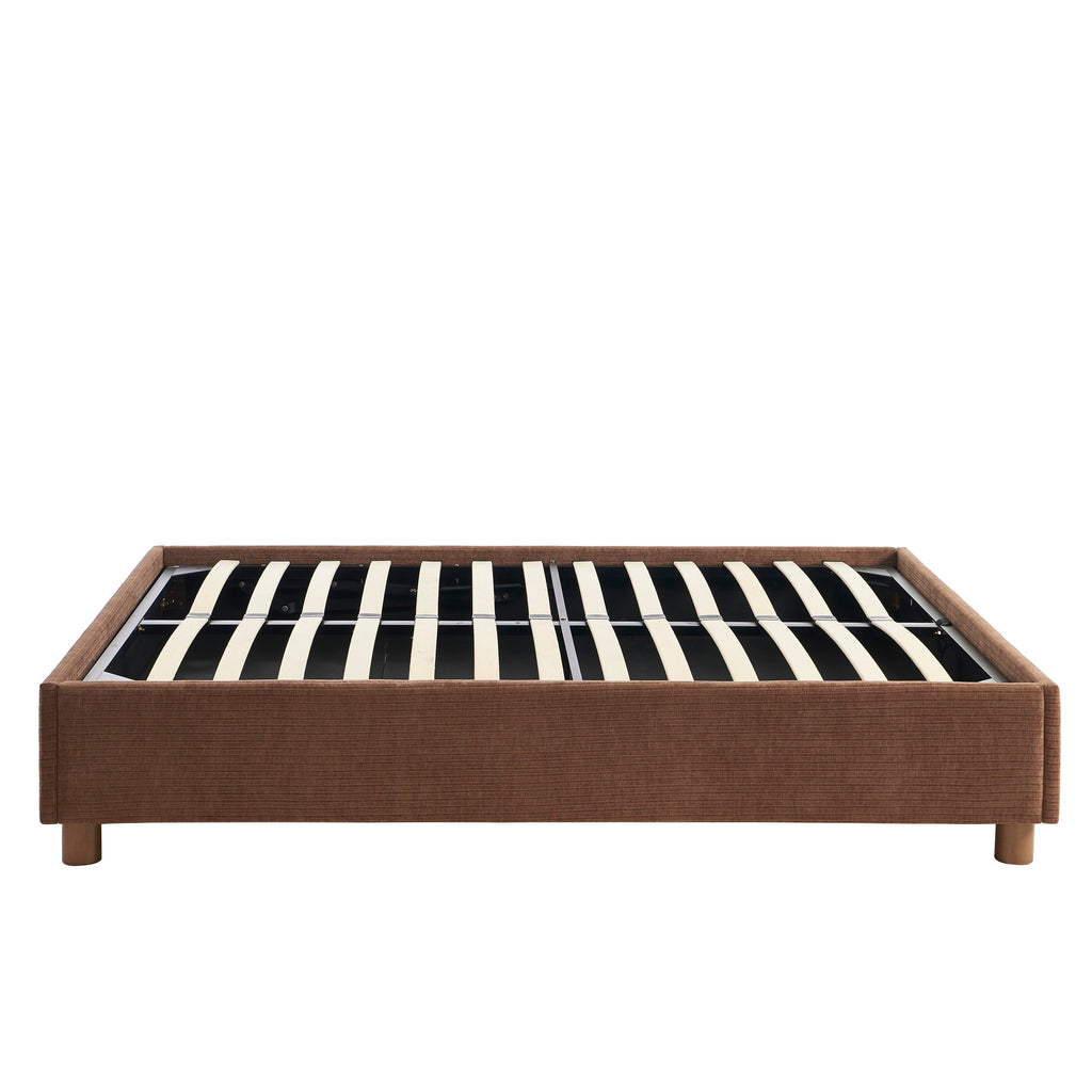 Lit Coffre Korall - Velours Côtelé Rétro Marron - Sommier Inclus