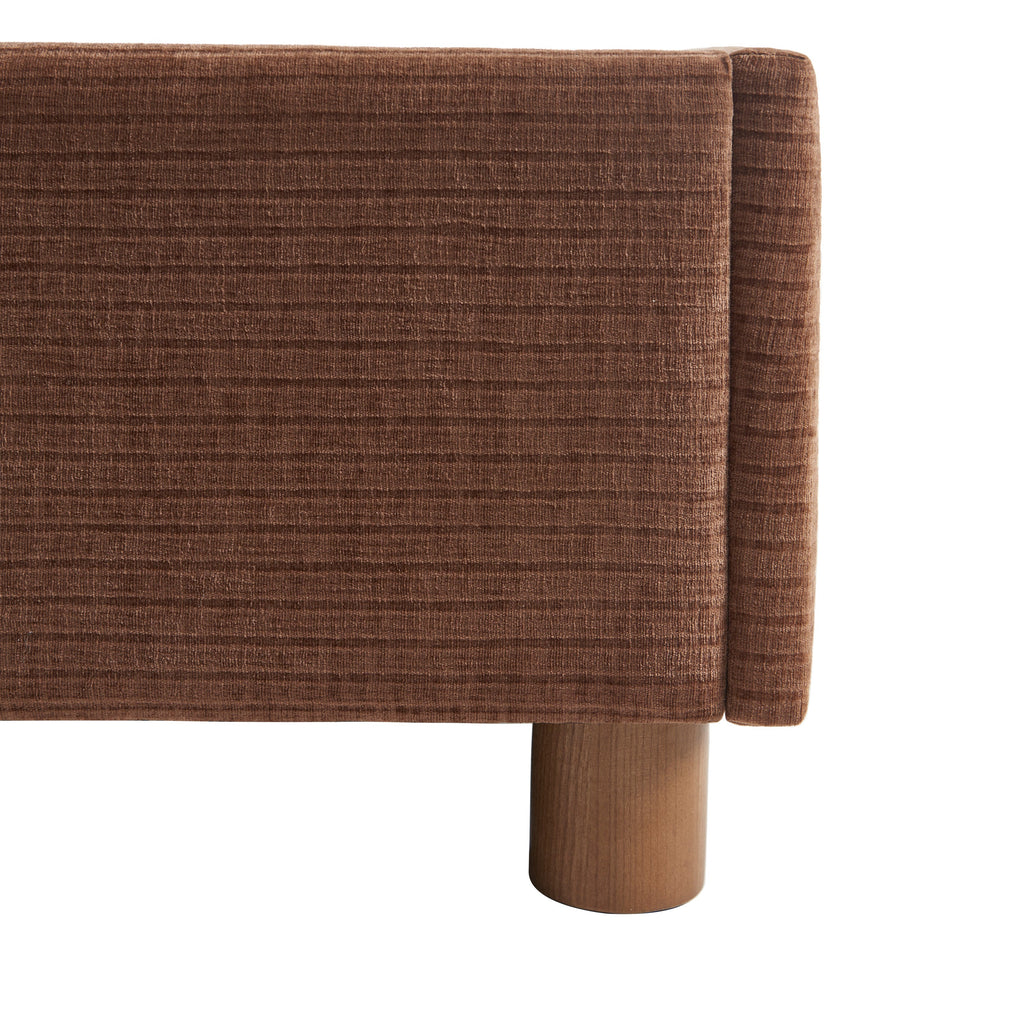 Lit Coffre Korall - Velours Côtelé Rétro Marron - Sommier Inclus
