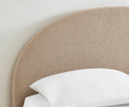 Lit Coffre Olaf - Tissu Bouclette Beige - Sommier Inclus