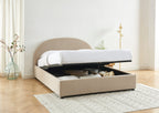 Lit Coffre Olaf - Tissu Bouclette Beige - Sommier Inclus