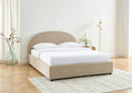 Lit Coffre Olaf - Tissu Bouclette Beige - Sommier Inclus