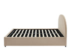 Lit Coffre Olaf - Tissu Bouclette Beige - Sommier Inclus
