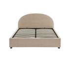 Lit Coffre Olaf - Tissu Bouclette Beige - Sommier Inclus