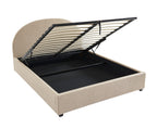 Lit Coffre Olaf - Tissu Bouclette Beige - Sommier Inclus