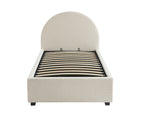 Lit Coffre Olaf - Tissu Bouclette Écru - Sommier Inclus