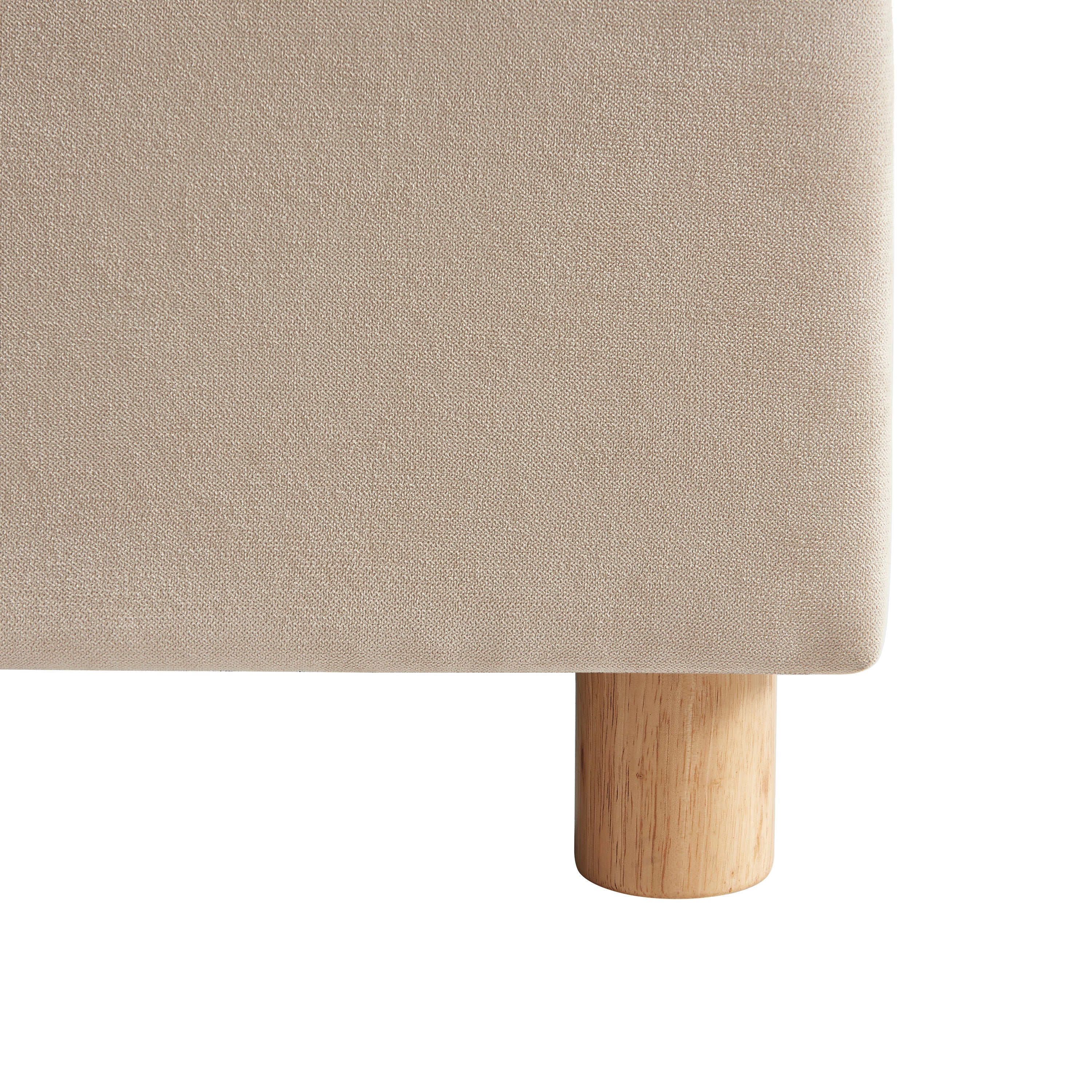 Lit Coffre Tsuki - Velours Beige Sable Cannage Sommier - Sommier Inclus