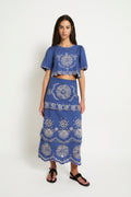 Jupe Bombay Broderie Bleu