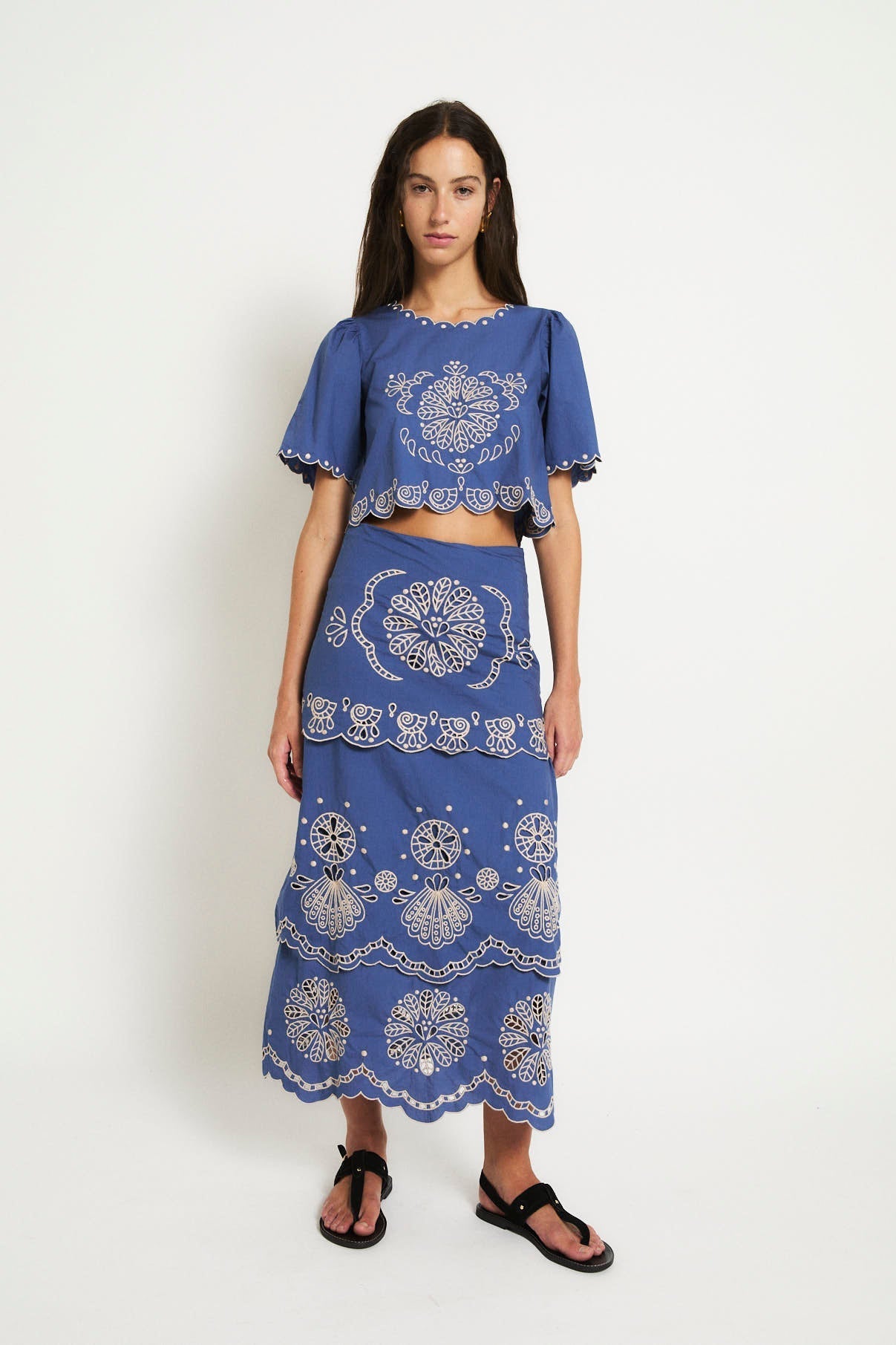 Jupe Bombay Broderie Bleu