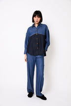 Surchemise Tuiles Tencel Bleu