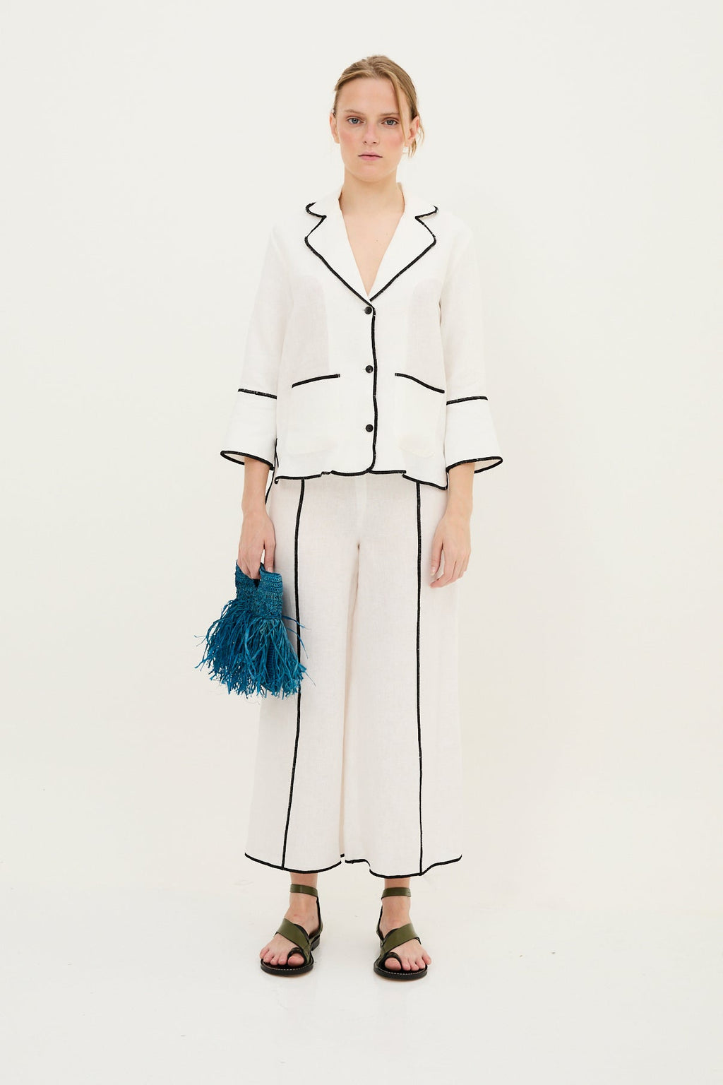 Veste Contraste Fil Blanc
