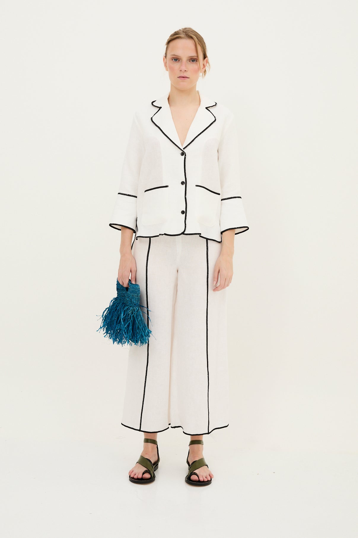 Veste Contraste Fil Blanc