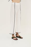 Pantalon Contraste Fil Blanc