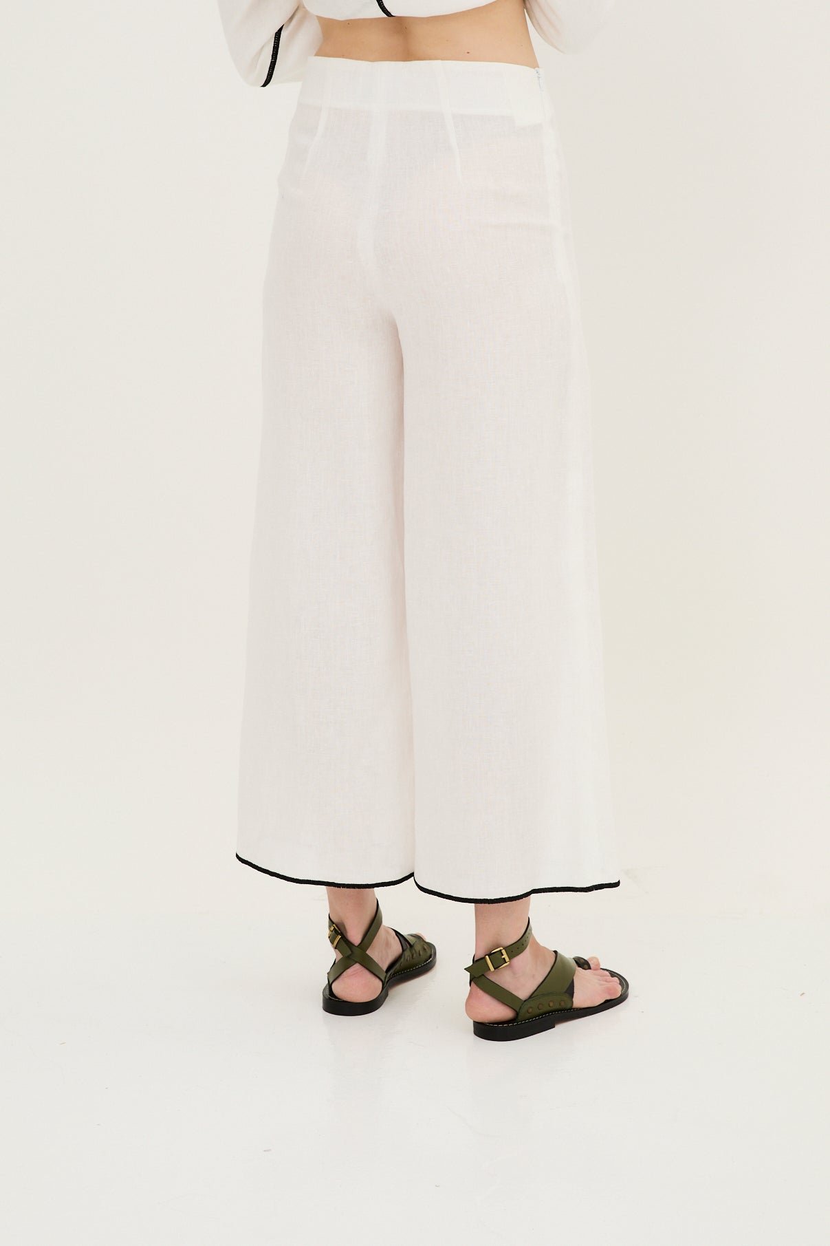 Pantalon Contraste Fil Blanc