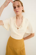 Blouse Éventail Jade Écru