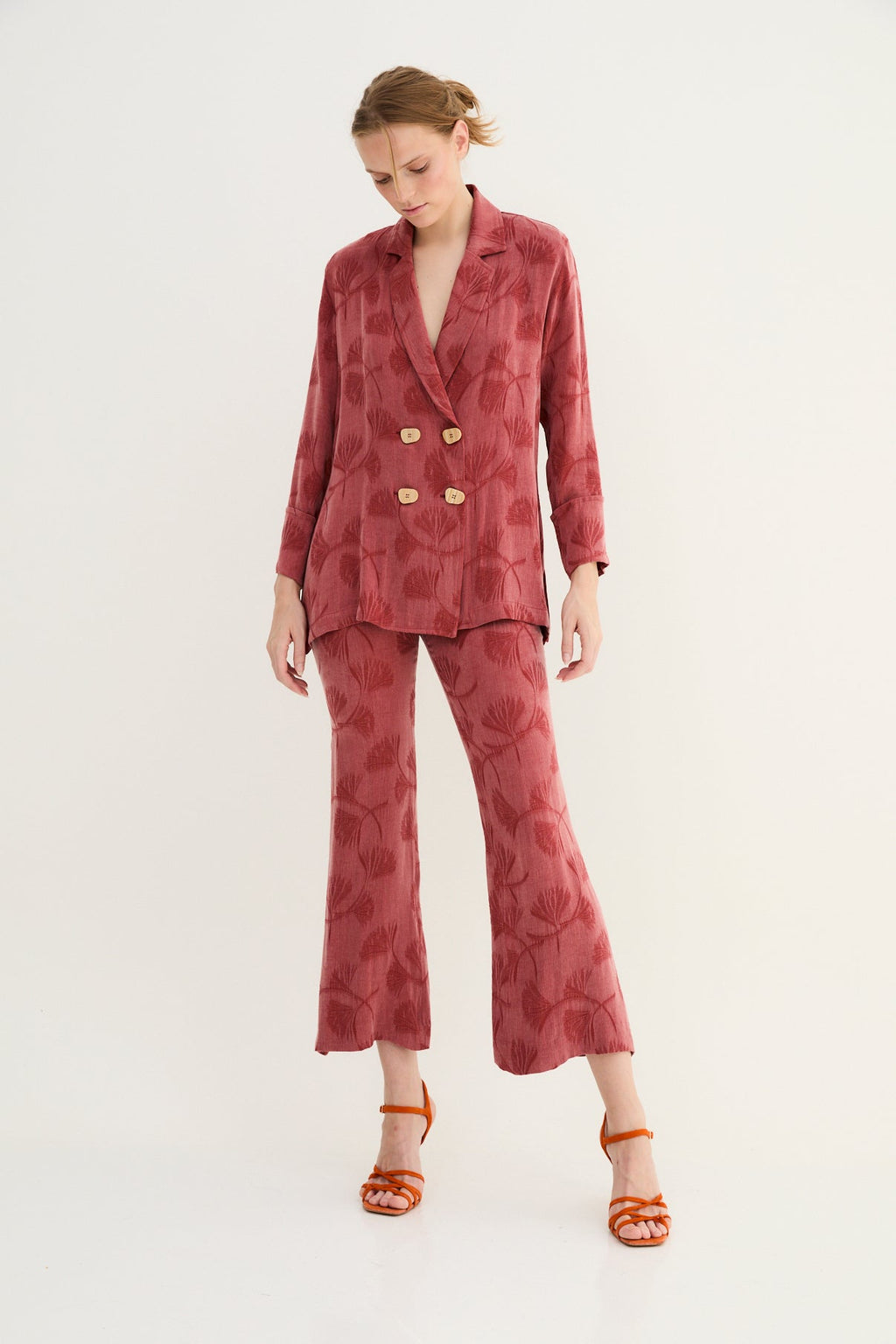 Pantalon Crop Palmes Sienne