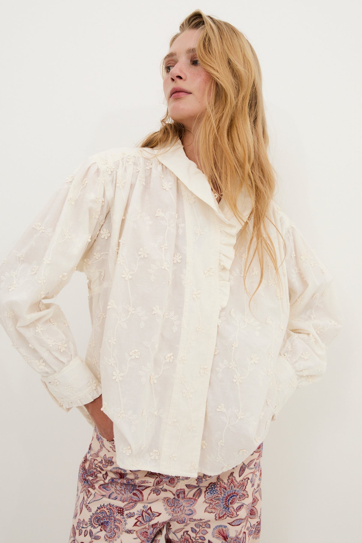 Blouse Maribel Fleuri Écru